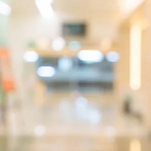 Blurry close-up of a hallway