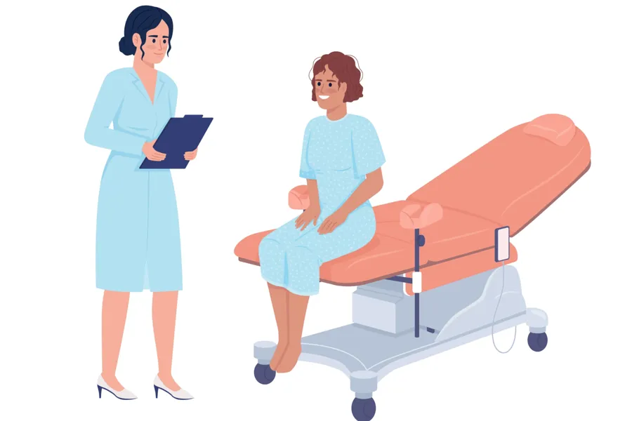 Noen få kvinner i blå skrubb