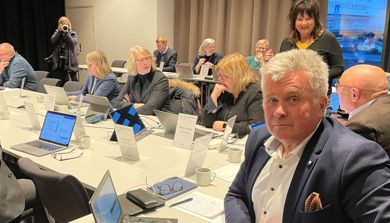 Foto av styreleder av Odd Inge Mjøen med flere fra styremøtet I Helse Midt-Norge RHF 5. januar 2023.