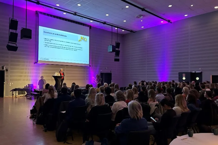 En person som holder en presentasjon for et publikum
