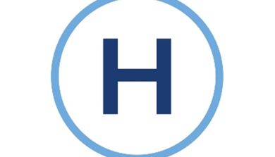 En blå sirkel med en hvit sirkel i midten