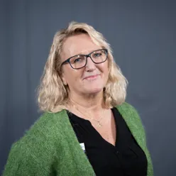 A woman wearing glasses